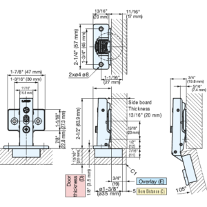 Concealed Hinge 105° Opening/19MM OVERLAY - Image 9