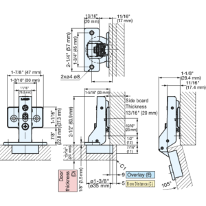 Concealed Hinge 105° Opening/9MM OVERLAY - Image 11