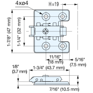System 32/4 Holes Hinge Mounting Plate for OLYMPIA CONCEALED HINGE - Image 5