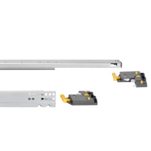 Silver full extension runners with clip and soft close, Zinc plated, Steel - Image 3