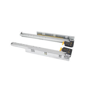Silver full extension runners with clip and soft close, Zinc plated, Steel