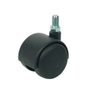 Swivel twin wheel castor, without brake, 50 mm, hooded, capacity 40 kg, M10 thread