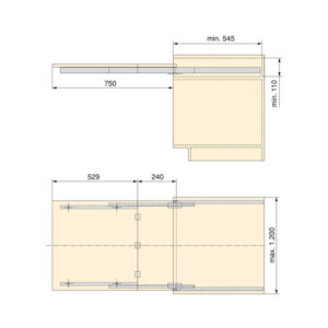 Cocktail reverse H35 extendable table slides - Image 4